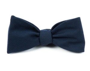 Solid Wool Navy Bow Tie