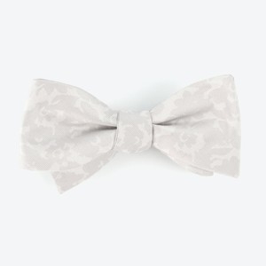 Refinado Floral Silver Bow Tie