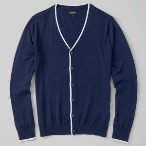 Perfect Tipped Merino Wool Cardigan Navy Sweater