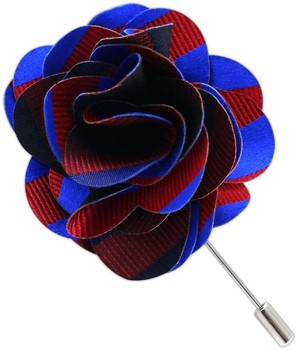 Twill Stripe Royal Blue Lapel Flower
