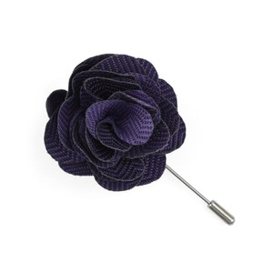 Verge Herringbone Purple Lapel Flower