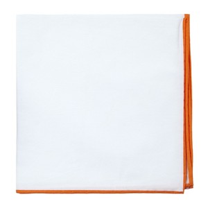 White Cotton With Border Orange Pocket Square