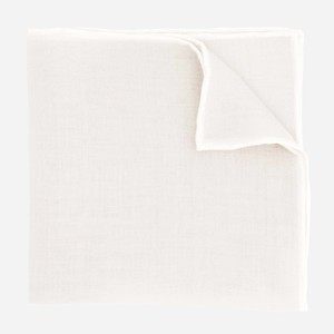 Linen with White Border Light Grey Pocket Square