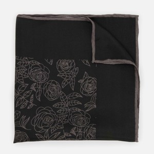 Line Art Floral Black Pocket Square
