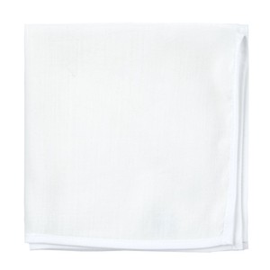 White Linen With Border Contrasting White Pocket Square