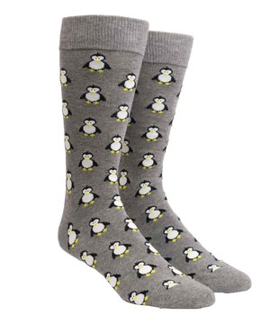 Cool Penguins Charcoal Dress Socks