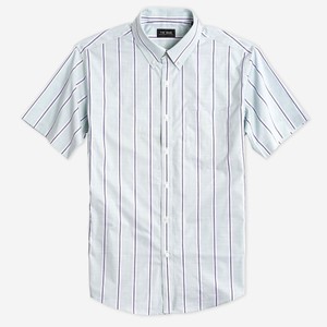 Soft Stretch Vertical Stripe Mint Short Sleeve Shirt