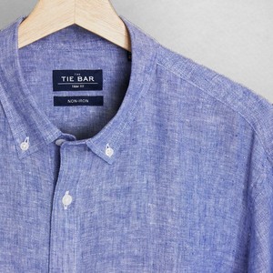 Linen Light Blue Non-Iron Casual Shirt