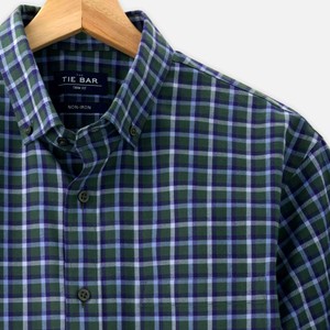 Gingham Flannel Hunter Green Non-Iron Casual Shirt