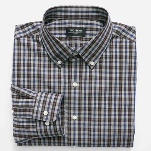 Brushed Cotton Plaid Brown Casual Shirt
