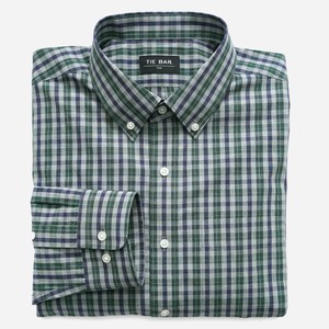 Brushed Cotton Plaid Navy Casual Shirt