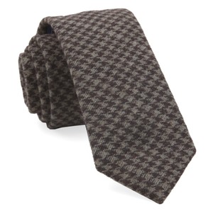 Brushed Cotton Houndstooth Brown Tie