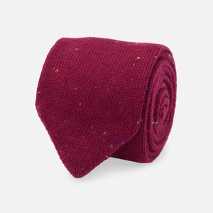 Flecked Solid Knit Wine Tie