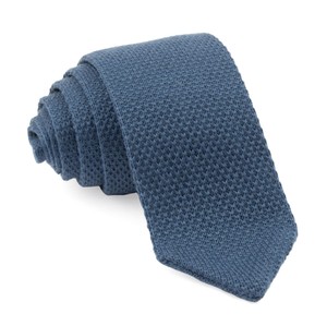 Pointed Tip Knit Slate Blue Tie