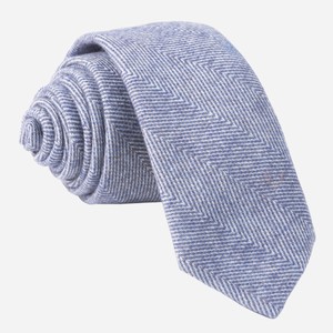 Brushed Cotton Herringbone Classic Blue Tie