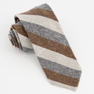 Unlined Textured Stripe Brown Tie