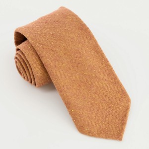 Unlined Textured Solid Mustard Orange Tie