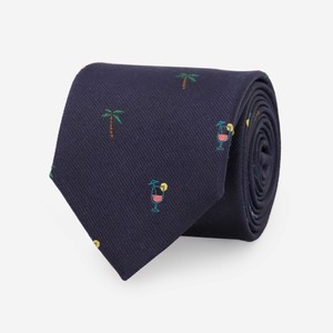 Palm Trees and Cocktails Navy Tie