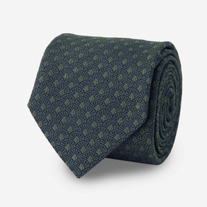 Deco Scallops Hunter Green Tie