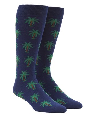 Palm Trees Navy Dress Socks