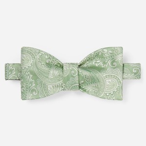 Twill Paisley Moss Green Bow Tie
