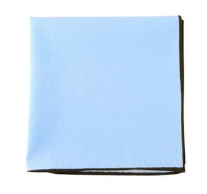 Solid Color Cotton With Border Baby Blue Pocket Square