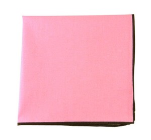 Solid Color Cotton With Border Baby Pink Pocket Square