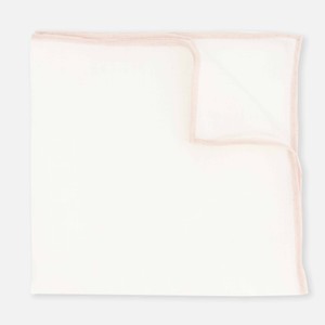 White Linen With Rolled Border Light Champagne Pocket Square