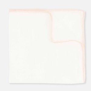 White Linen With Rolled Border Blush Pink Pocket Square