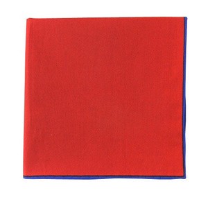 Solid Color Cotton With Border Classic Red Pocket Square