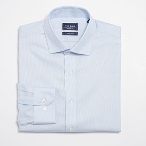 Textured Solid Light Blue Non-Iron Dress Shirt