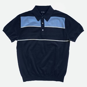 Color Blocked Cotton Sweater Navy Polo