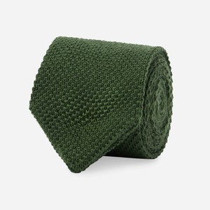 Wool Pointed Tip Knit Hunter Green Tie