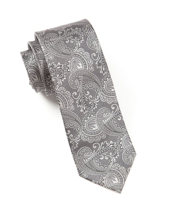 Twill Paisley Charcoal Tie