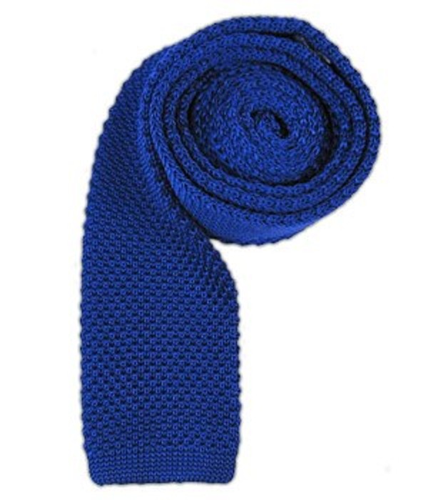 DQT Knit a Maglia Flecked V DOT Royal Blue casual da uomo Attillati Tie 