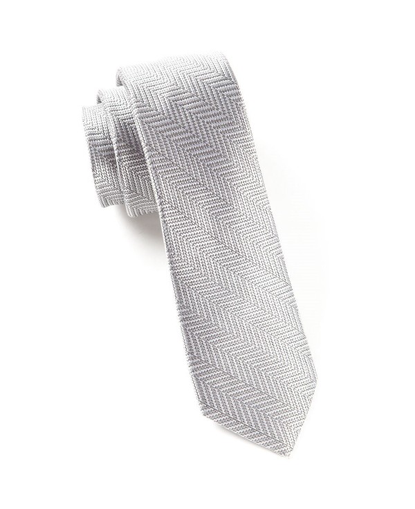 Native Herringbone Silver Tie