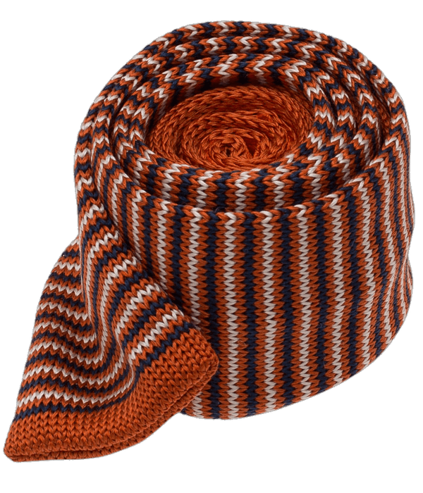 Knitted Piedmont Stripe Orange Tie