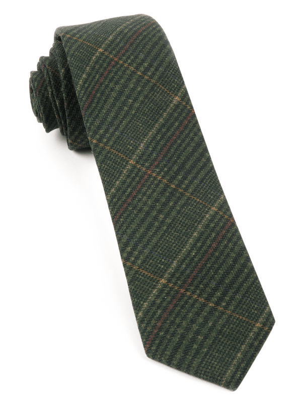 Wiseacre Wool Plaid Dark Clover Green Tie