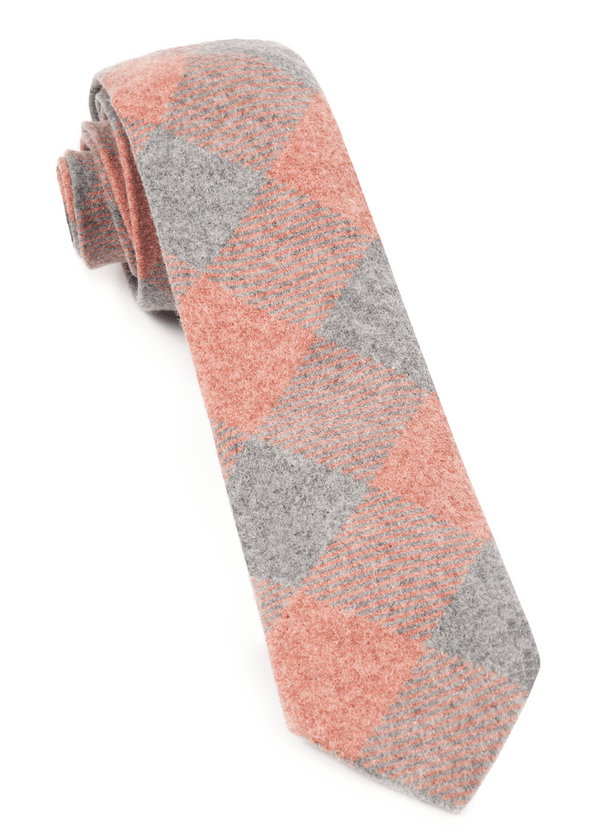 Printed Flannel Checks Orange Tie