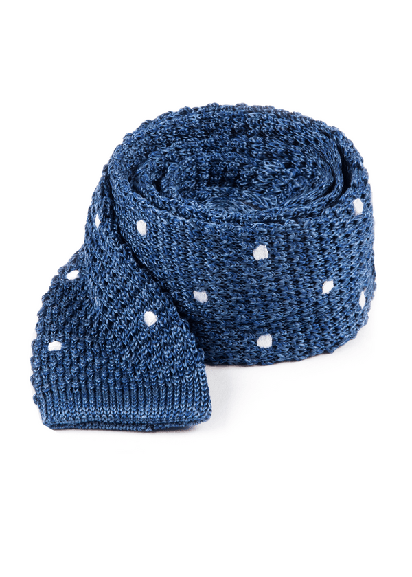 Scramble Knit Polkas Blue Tie