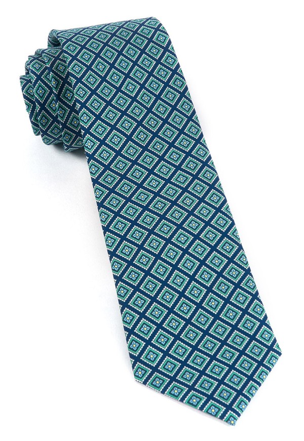 Silk Squarework Navy Tie