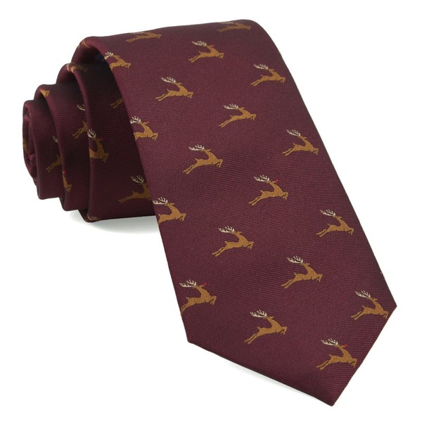 Reindeer Ranch Burgundy Tie
