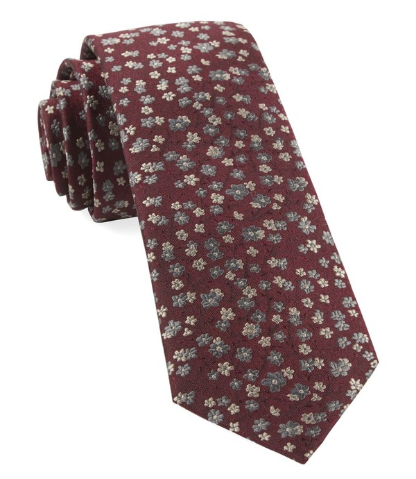 Free Fall Floral Burgundy Tie