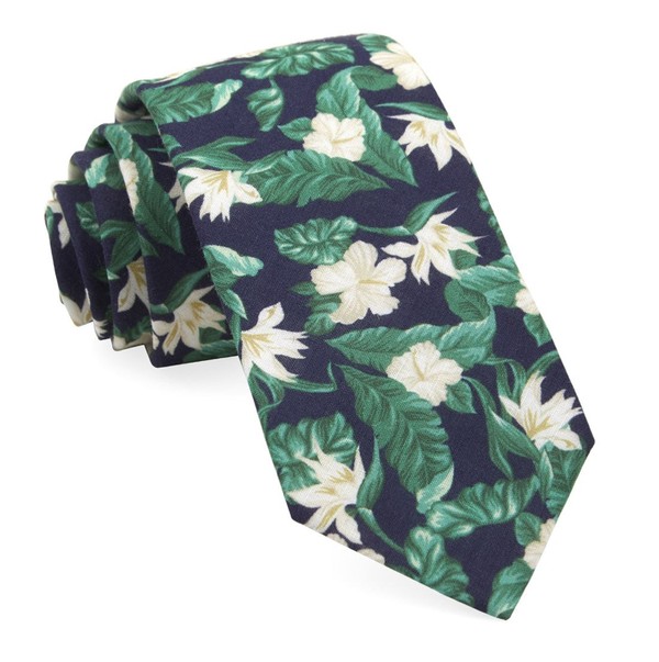 Tropical Floral Navy Tie