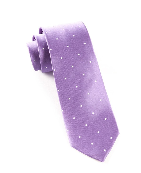 Satin Dot Lavender Tie