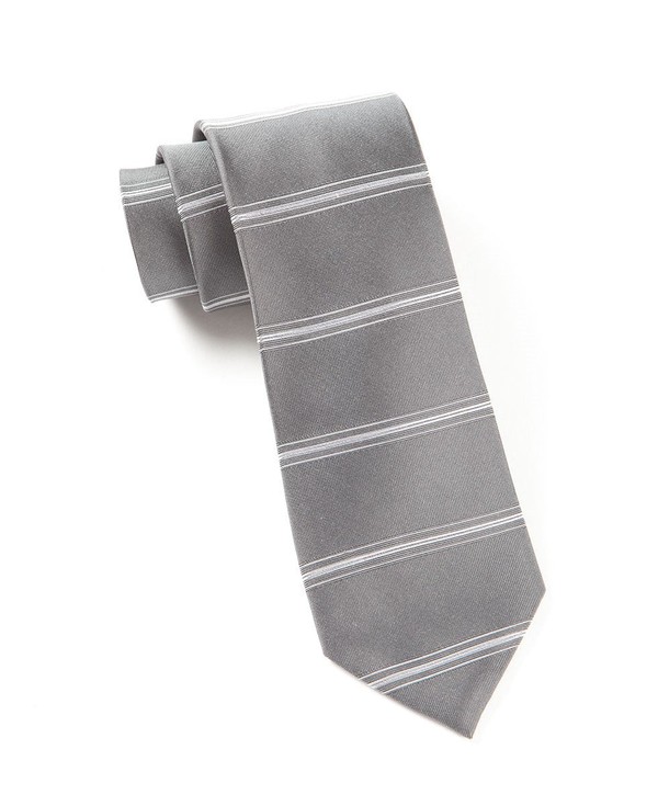 Ripon Horizontal Stripe Grey Tie