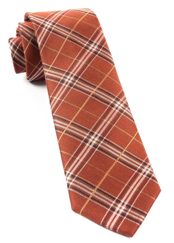Marshall Plaid Burnt Orange Tie