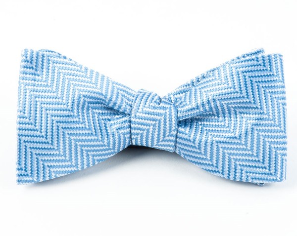 Native Herringbone Light Blue Bow Tie