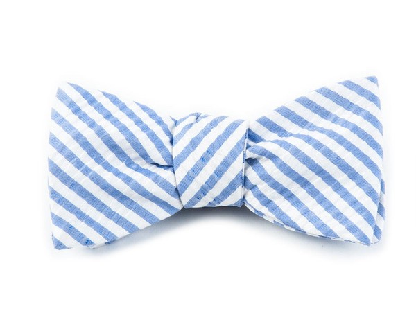 Silk Seersucker Stripe Periwinkle Bow Tie