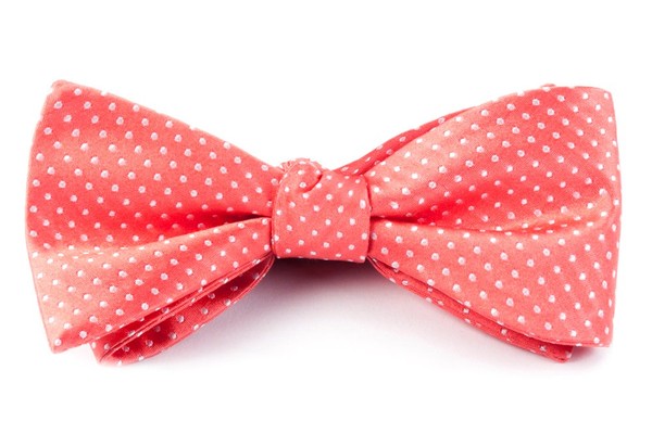 Pindot Coral Bow Tie